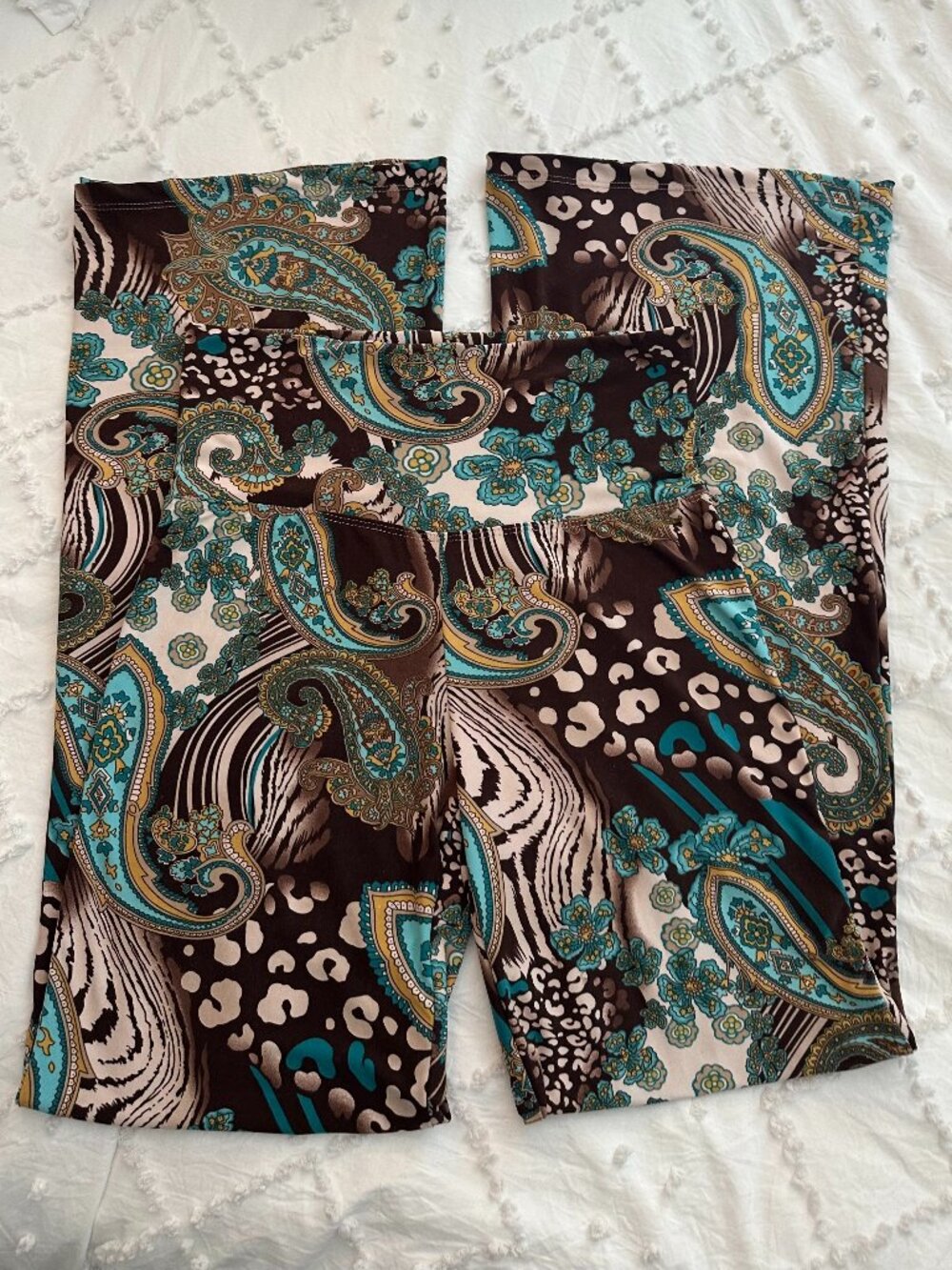 Paolino Paisley Animal Print Wide Leg Pants S